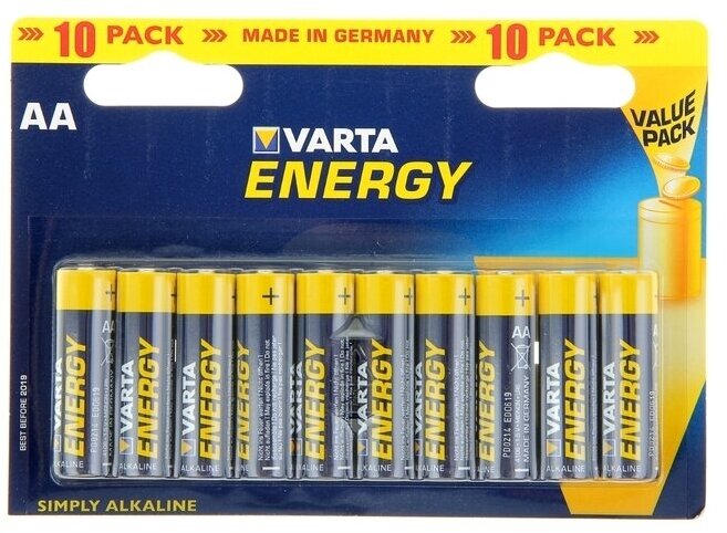 Батарейка Varta ENERGY LR6 AA BL10 Alkaline 1.5V (4106) (10/200/36000) Varta ENERGY LR6 AA (04106229491) - фото №8