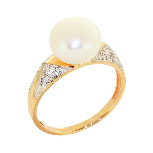 Кольцо ПримаЭксклюзив, красное золото, 585 проба, жемчуг, размер 17.5, красный, золотой