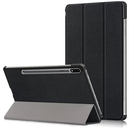 фото Чехол-обложка mypads для samsung galaxy tab s7 11 sm-t870 / t875 (2020) il sottile тонкий умный кожаный на пластиковой основе с трансформацией в подставку черный