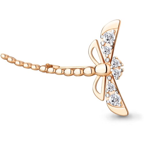 Брошь Diamant online, серебро, 925 проба, золочение, фианит