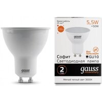 Светодиодная лампа GAUSS LED Elementary MR16 GU10 5.5W 430lm 2700К (упаковка 10 шт)