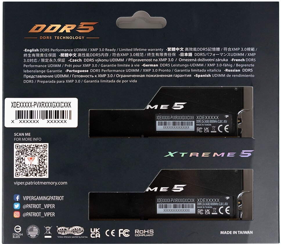 Модуль памяти DDR5 48GB (2*24GB) Patriot Memory Viper Xtreme 5 PC5-64000 8000MHz CL38 1.45V heat sink - фото №9