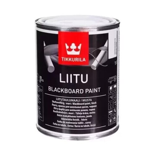 Краска Tikkurila Liitu для школьных досок грифельная, черная, 0.9 л