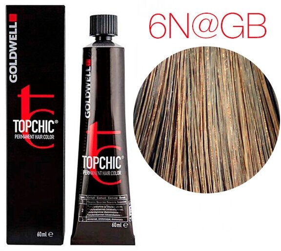 Goldwell Topchic стойкая крем-краска для волос, 6N@GB тёмный блонд с золотисто-бежевым сиянием (золотая кора), 60 мл