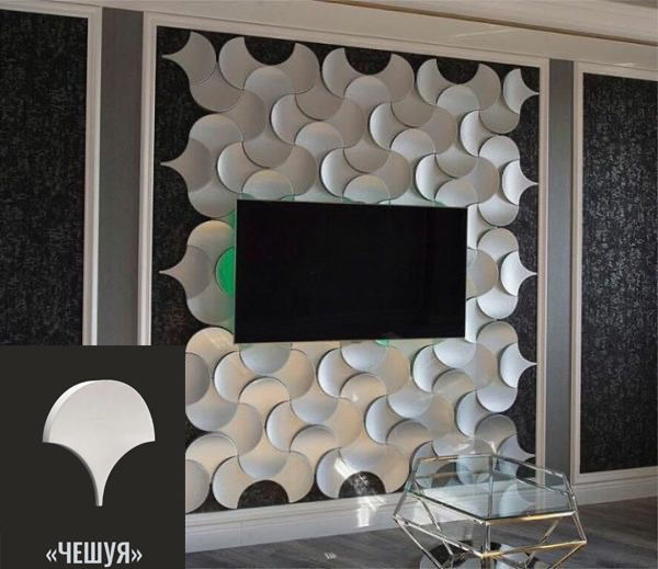 фото Модульные гипсовые 3Д панели "Чешуя"