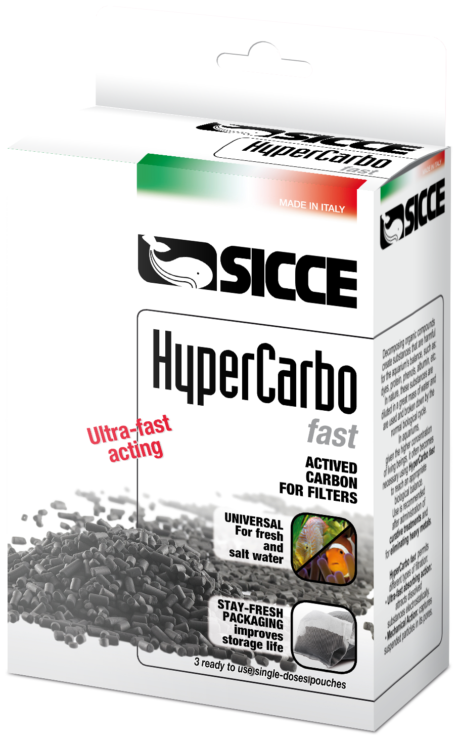 Наполнитель для фильтров SICCE HYPERCARBO FAST активированный уголь 3x100 г. (55949) - фотография № 1
