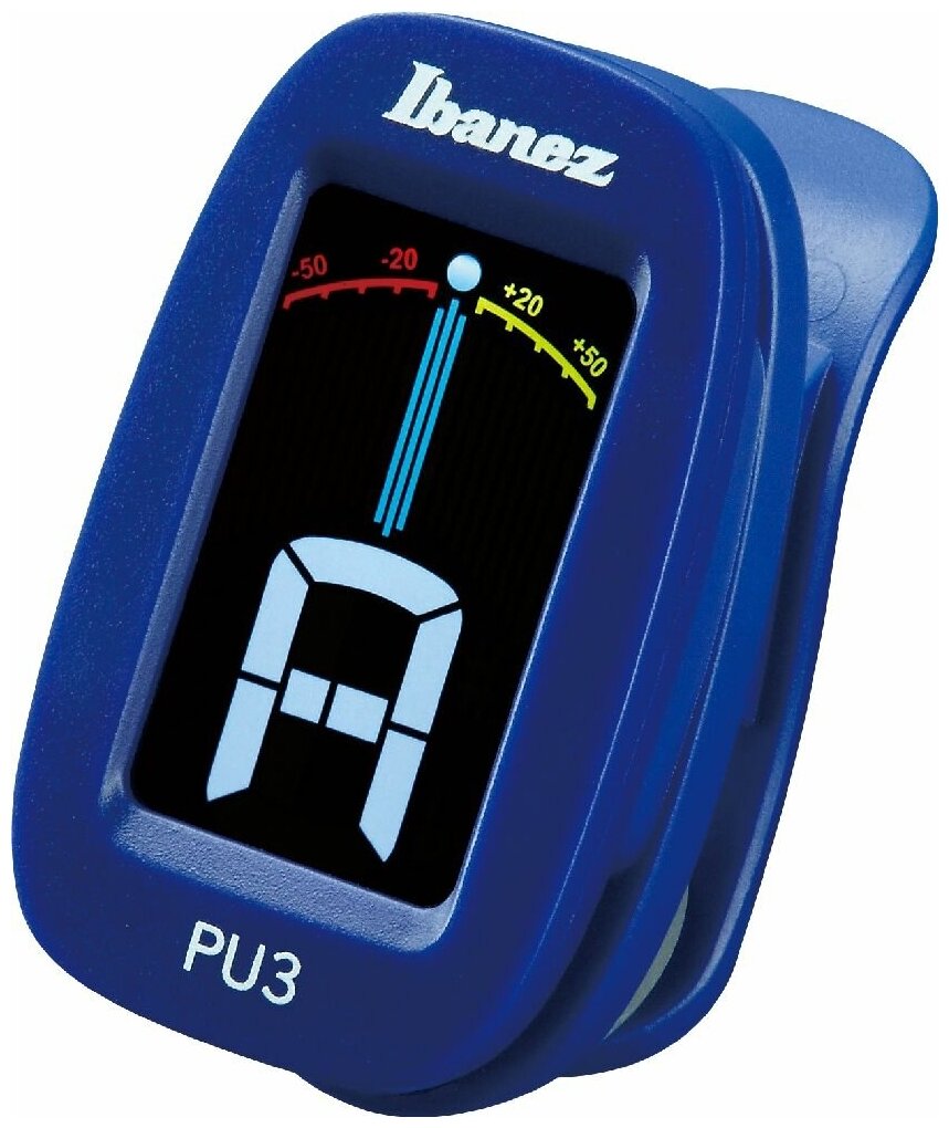 IBANEZ PU3-BL CLIP TUNER гитарный хроматический тюнер-клипса, модель синего цвета. LCD-дисплей с цветной индикацией правильности