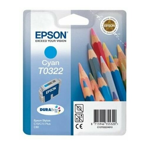 Картридж Epson T0322 голубой T03224010 Epson Stylus C70 C80 картридж ds stylus c80