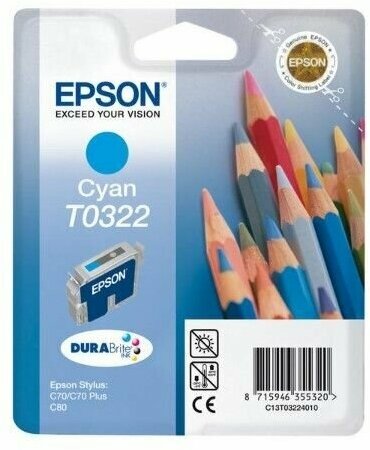 Картридж Epson T0322 голубой T03224010 Epson Stylus C70 C80