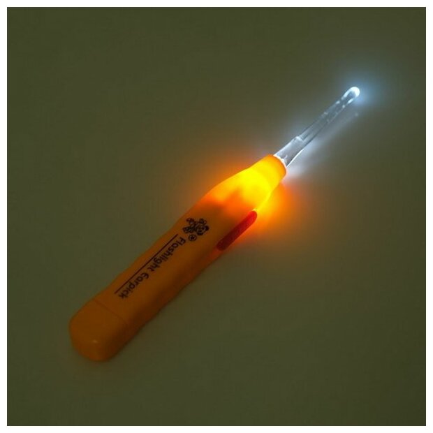 Палочка для чистки ушей Luazon LES-03, LED-подсветка, 3 насадки, от батареек
