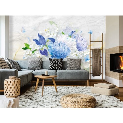 3D Фотообои Небесно-голубые цветы 4270₽