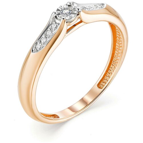 фото Алькор кольцо с 9 бриллиантами из красного золота 13319-100, размер 17