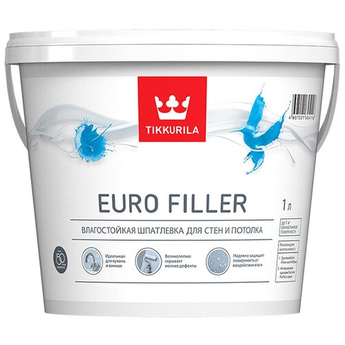 Шпатлевка готовая TIKKURILA Euro Filler влагостойкая 2,5л, арт.700012219