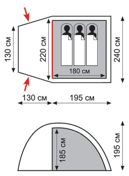 Палатка Tramp Bell 3 (V2) кемпинг. 3мест. зеленый - фото №5