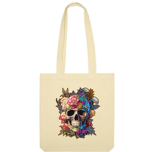 Сумка шоппер Us Basic, бежевый мужская футболка череп украшенный растениями и цветами s черный