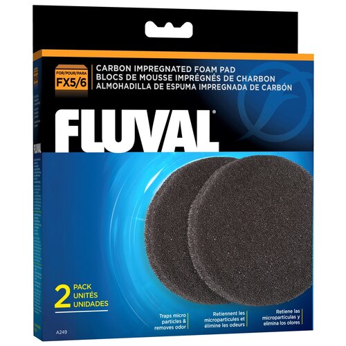 Fluval картридж FX5/6 Carbon Impregnated Foam Pad (комплект: 2 шт.) 5 г 2 черный fluval картридж a226 комплект 2 шт белый 2 шт