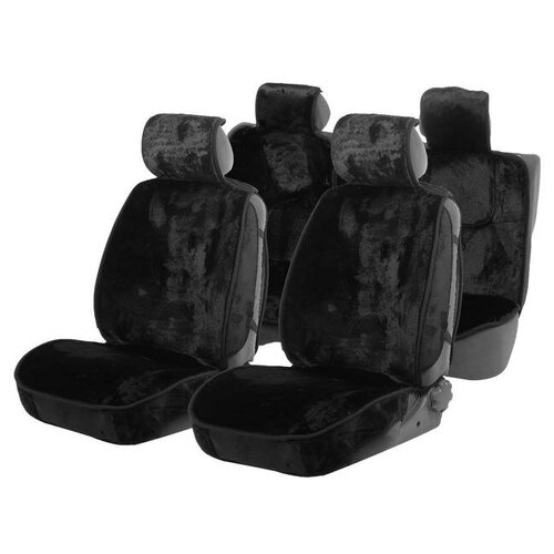 Накидки на сиденья Cartage, искусственный мех, чёрный, набор 6 шт