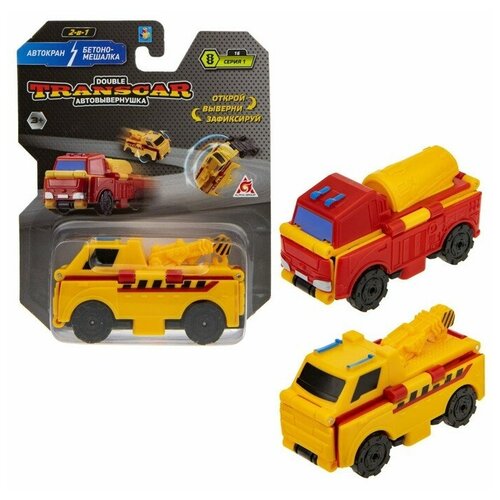 1TOY Автовывернушка Transcar Double «Автокран – Бетономешалка». 8 см