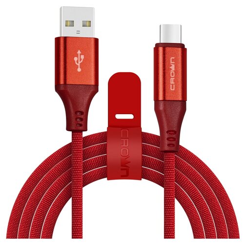 Кабель Crown CMCU-3103C, USB - USB Type-C, 2 А, 1 м, красный кабель usb crown usb microusb cmcu 3103m cm000003315 красный