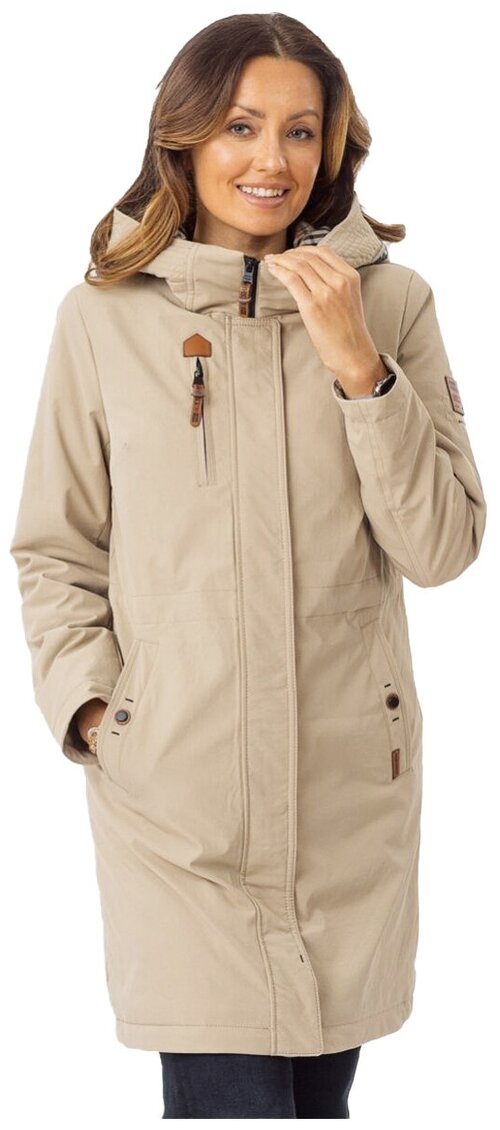 Куртка  NortFolk демисезонная, удлиненная, силуэт прямой, утепленная, внутренний карман, водонепроницаемая, ветрозащитная, ультралегкая, несъемный капюшон, быстросохнущая, капюшон, карманы, размер 44, серый