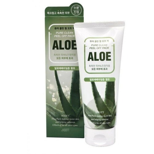 Маска-плёнка для лица очищающая JIGOTT Aloe Pure Clean Peel Off Pack, с алоэ - 180 мл очищающая маска для лица yerma aloe charcoal clean peel off pack 100 мл