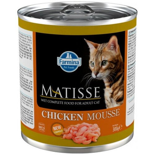 Корм влажный Farmina Matisse Chicken Mousse, для взрослых кошек, мусс с курицей, 1800г ( 300г x 6 шт. )