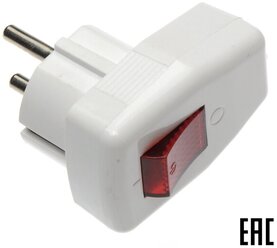 Вилка "евр" с выключателем с индикацией белая Navigator NCA-PL05-16A-ESC-WH 61364 (5 шт. в комплекте)