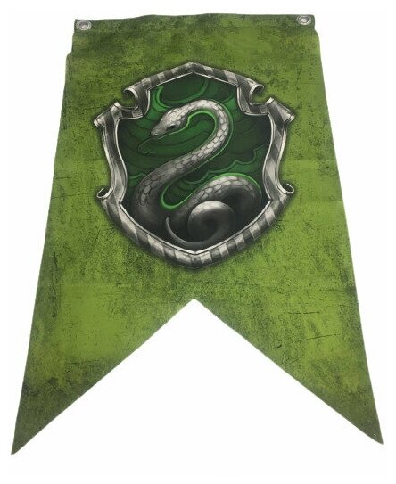 Флаг факультета Слизерин Slytherin из Гарри Поттера из шёлка, 40х60 см - на стену