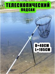 Подсак для рыбалки круглый / подсачек рыболовный телескопический / 40 см