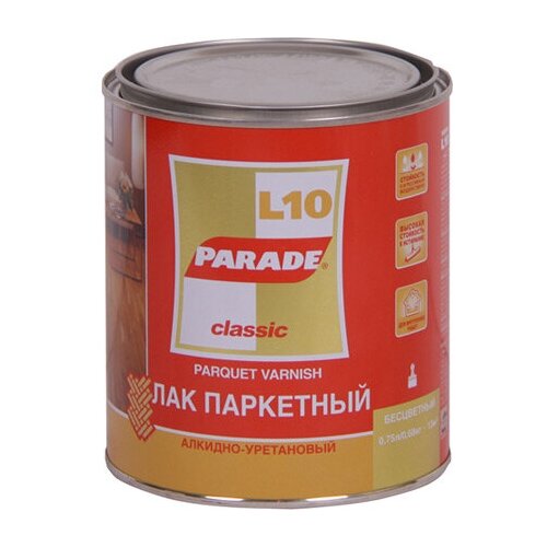 Лак алкидно-уретановый PARADE L10 п/матовый 0,75л, арт.ЛПарL10П/мат0,75