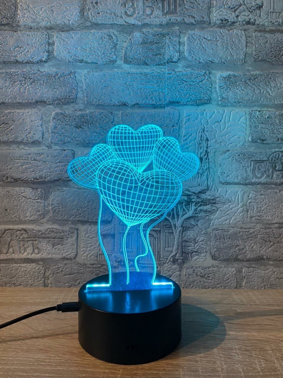3D Светильник сердечки