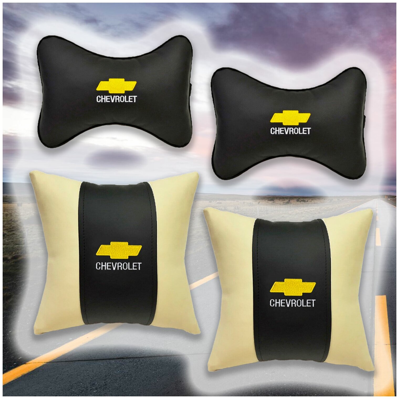 Комплект автомобильных подушек из экокожи для Chevrolet