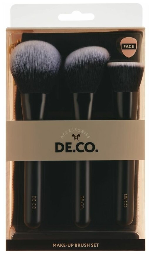 фото Набор кистей для макияжа лица `DECO.` в чехле 3 шт