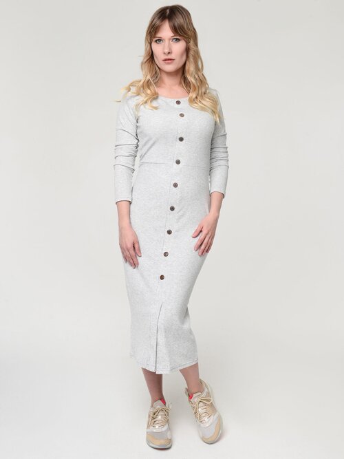 Платье-лапша Алтекс, вискоза, повседневное, прилегающее, макси, размер 46, серый