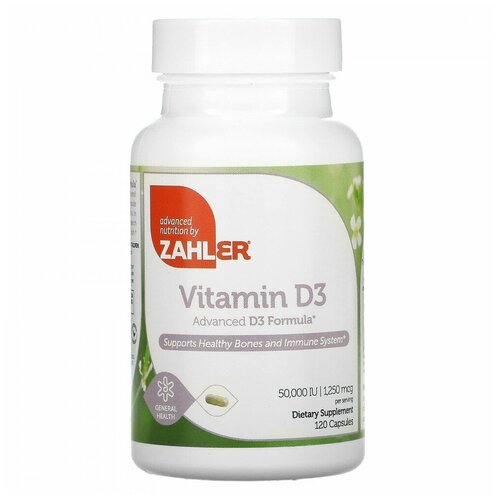 Zahler, Vitamin D3, 1,250 mcg (50,000 IU), 120 Capsules