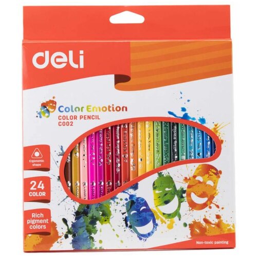 Набор цветных карандашей Deli Color Emotion EC00220, трехгранных, 24 цвета