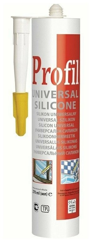 Universal Silicone 123081 Герметик силиконовый универсальный (бесцветный, 270 мл) Упаковка (15 шт.) Profil - фото №1