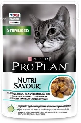 Purina Pro Plan (паучи) Паучи Кусочки в желе для кастрированных кошек с океанической рыбой(Sterilised) 1228709712456796 | Sterilised 0,085 кг 24977 (2 шт)