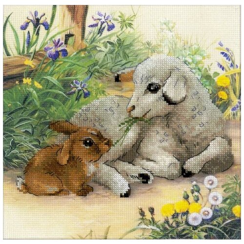 фото Набор ягненок и кролик частичная вышивка 30х30 риолис 0051 рт 0051 рт