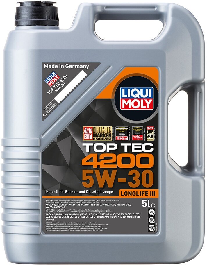 Масло моторное Liqui Moly Top Tec 4200 5W30, 5 л. (арт. 7661) LM-5W30-4200-5L