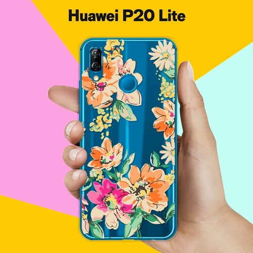 Силиконовый чехол Цветы оранжевые на Huawei P20 Lite