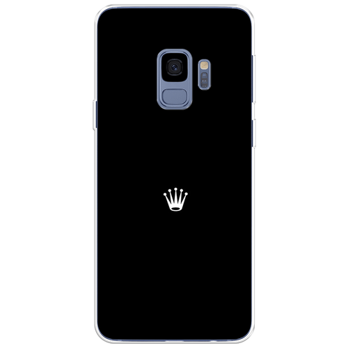 Силиконовый чехол на Samsung Galaxy S9 / Самсунг Галакси С9 Белая корона на черном фоне силиконовый чехол на samsung galaxy s6 самсунг галакси с 6 белая корона на черном фоне