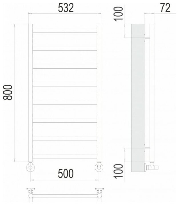 Полотенцесушитель водяной Terminus Аврора П8, 500 x 800 мм, хром - фотография № 7