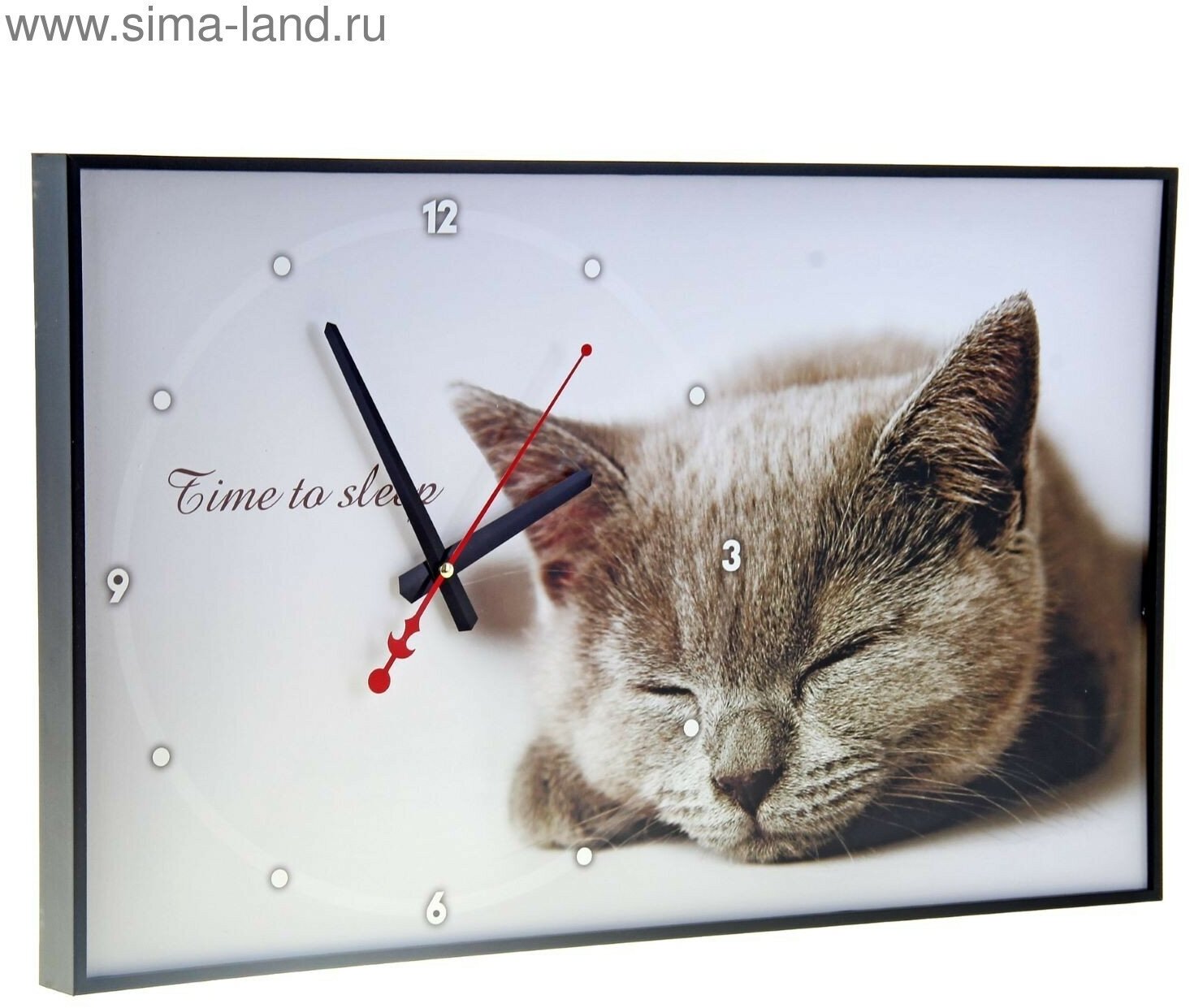 Часы-картина настенные, интерьерные "Серая кошка", плавный ход, 57 х 35 х 4 см