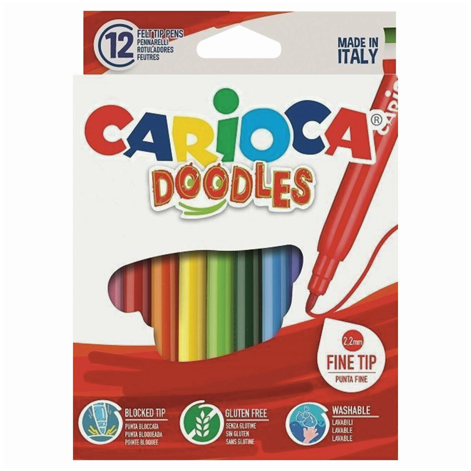 Фломастеры Carioca "Doodles", 12 цветов, суперсмываемые (42314)