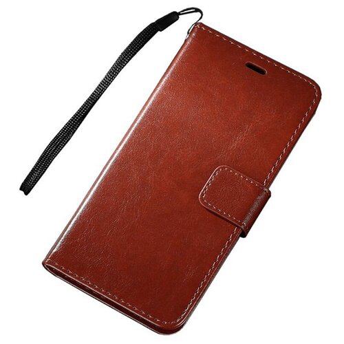 фото Фирменный чехол-книжка из качественной импортной кожи с мульти-подставкой застёжкой и визитницей для samsung galaxy j2 core sm-j260f коричневый mypads