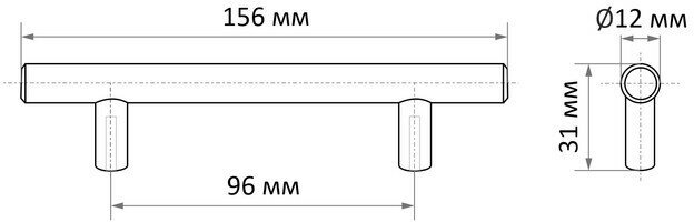 Ручка рейлинг RRL001WH d=12 мм, м/о 96 мм, цвет белый - фотография № 3