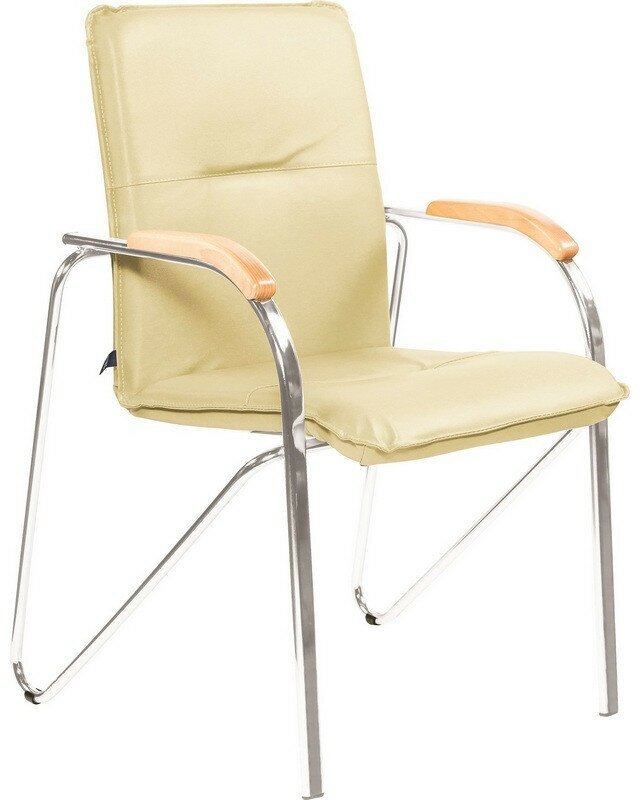 Конференц-кресло FA_SAMBA Silver к/з светло-бежевый DO122/бук. 622246 - фотография № 1