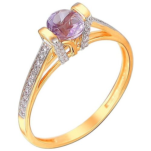 фото Эстет кольцо с аметистом и фианитами из красного золота 01к3110978-2, размер 19.5