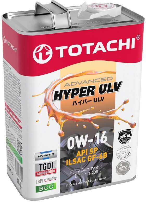 Масло моторное TOTACHI Hyper ULV Synthetic SP/GF-6B 0W-16 4л E0004
